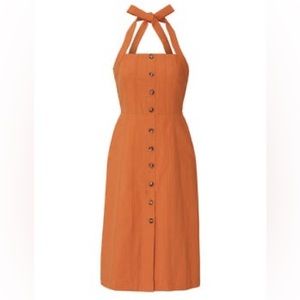 Moon River Burnt Orange Halter Dress